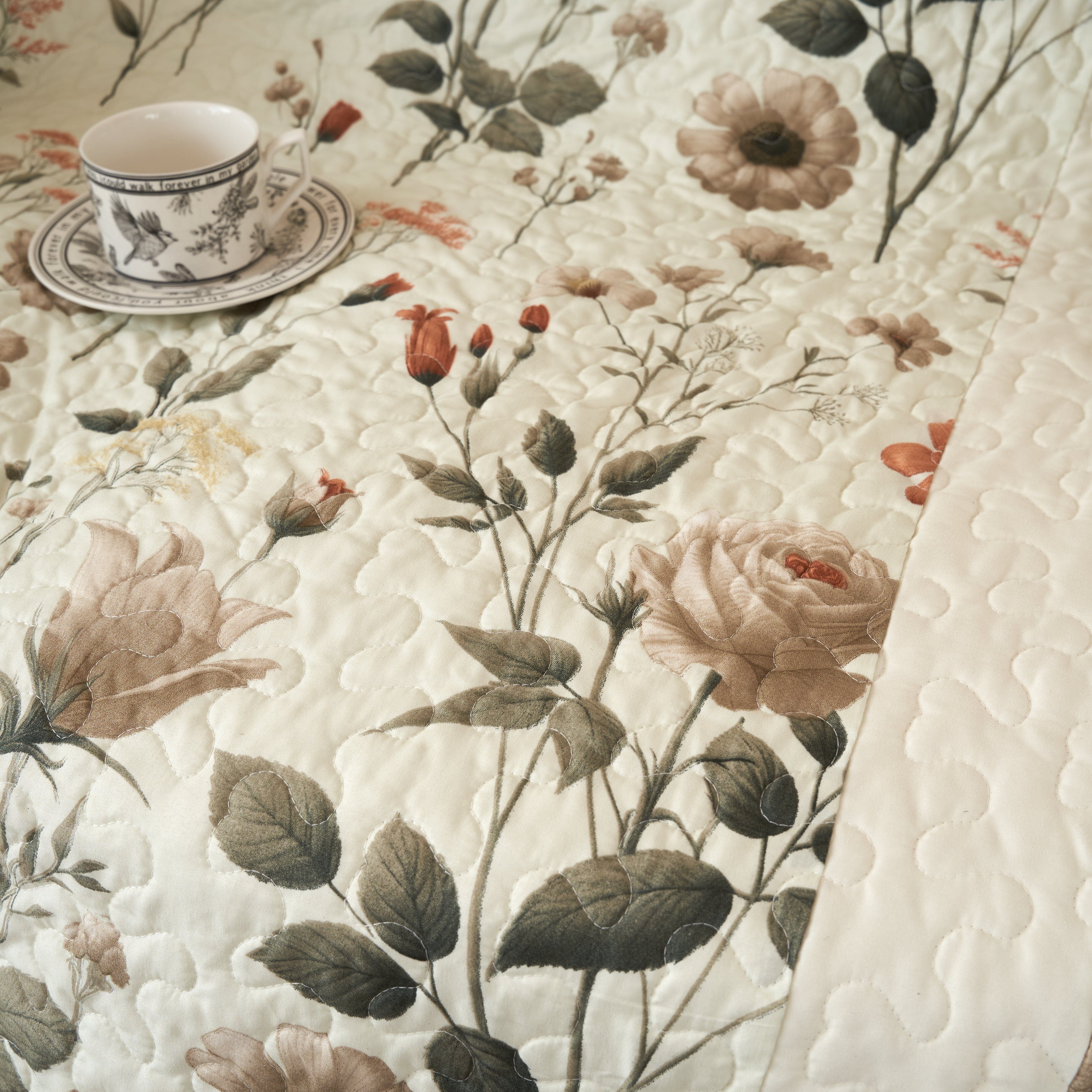 Enchanted Meadow Reversible Floral Cozy Lightweight Lap Throw - Perfect for Couch or Bed, Beige Victorian Garden Pallete, All-Season Comfort, Machine Washable, 50x60 Inches-Tolkye