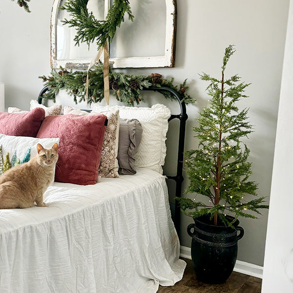 Large Lit Faux Pine Tree with Removable Black Pot