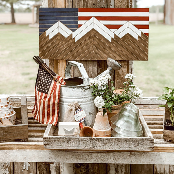 BOGO FREE! | Barn Quilt Inspired Patriotic American Wooden Flag