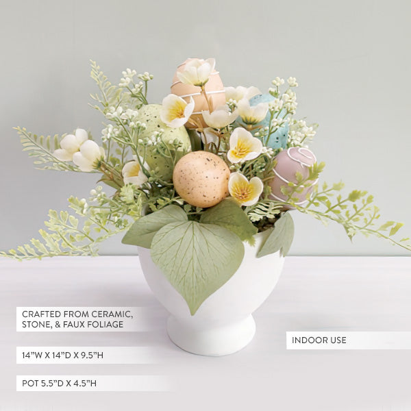 Easter Faux Floral Arrangement with White Vase