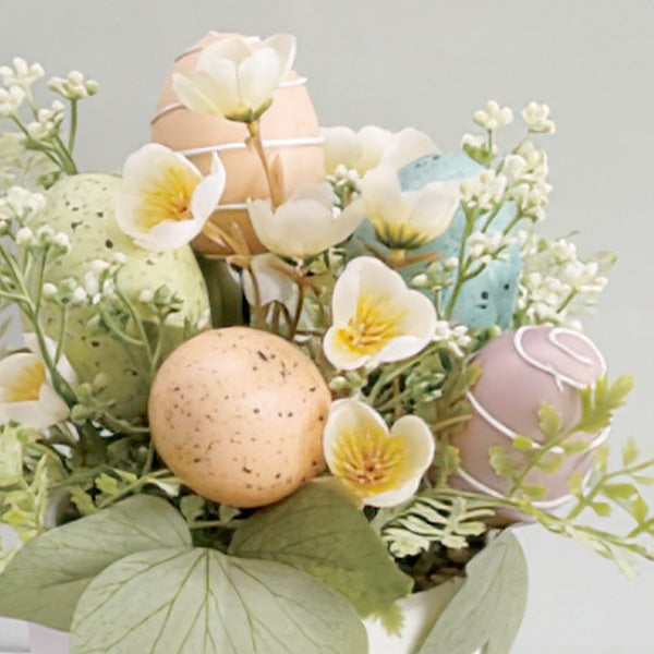 Easter Faux Floral Arrangement with White Vase