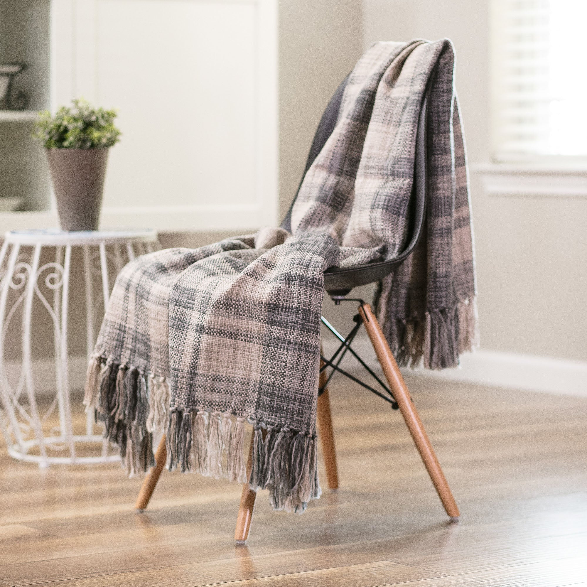 Farmhouse Plaid Throw Blanket-Tolkye