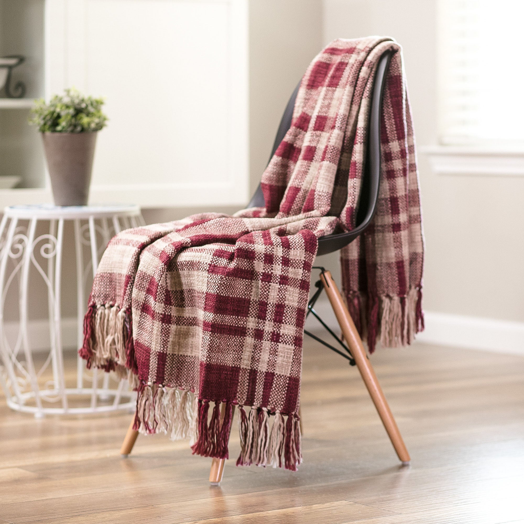Farmhouse Plaid Throw Blanket-Tolkye