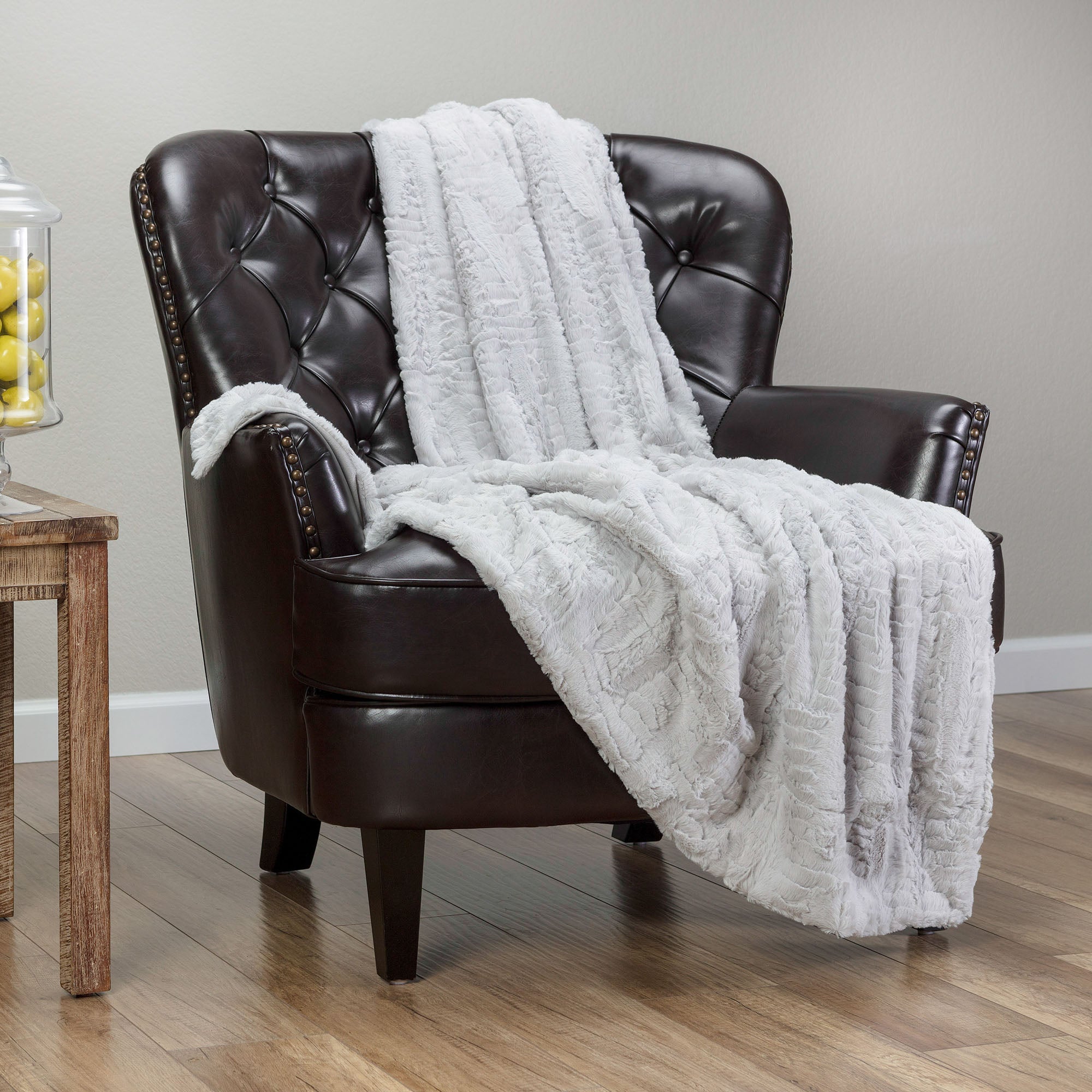 Modern Textured Faux Fur Throw Blanket-Tolkye