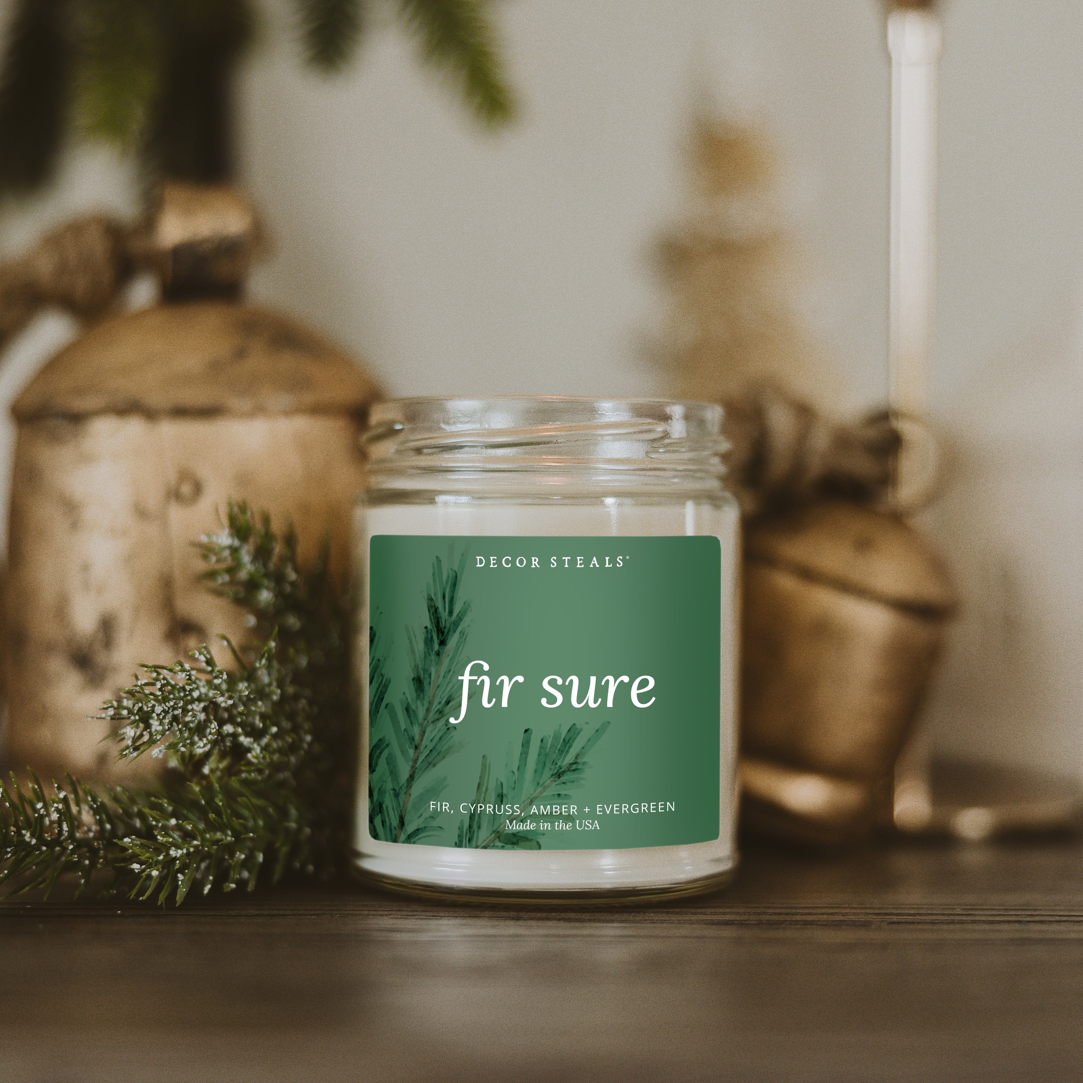 Fir Sure Soy Candle - Clear Jar - 9 oz | Tolkye Exclusive