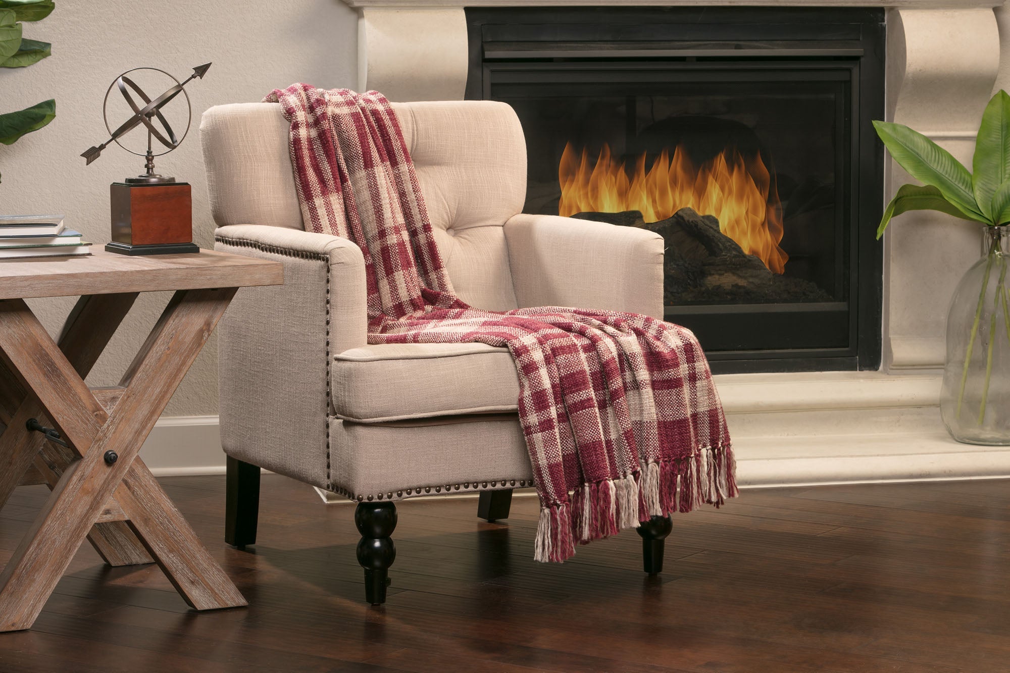 Farmhouse Plaid Throw Blanket-Tolkye