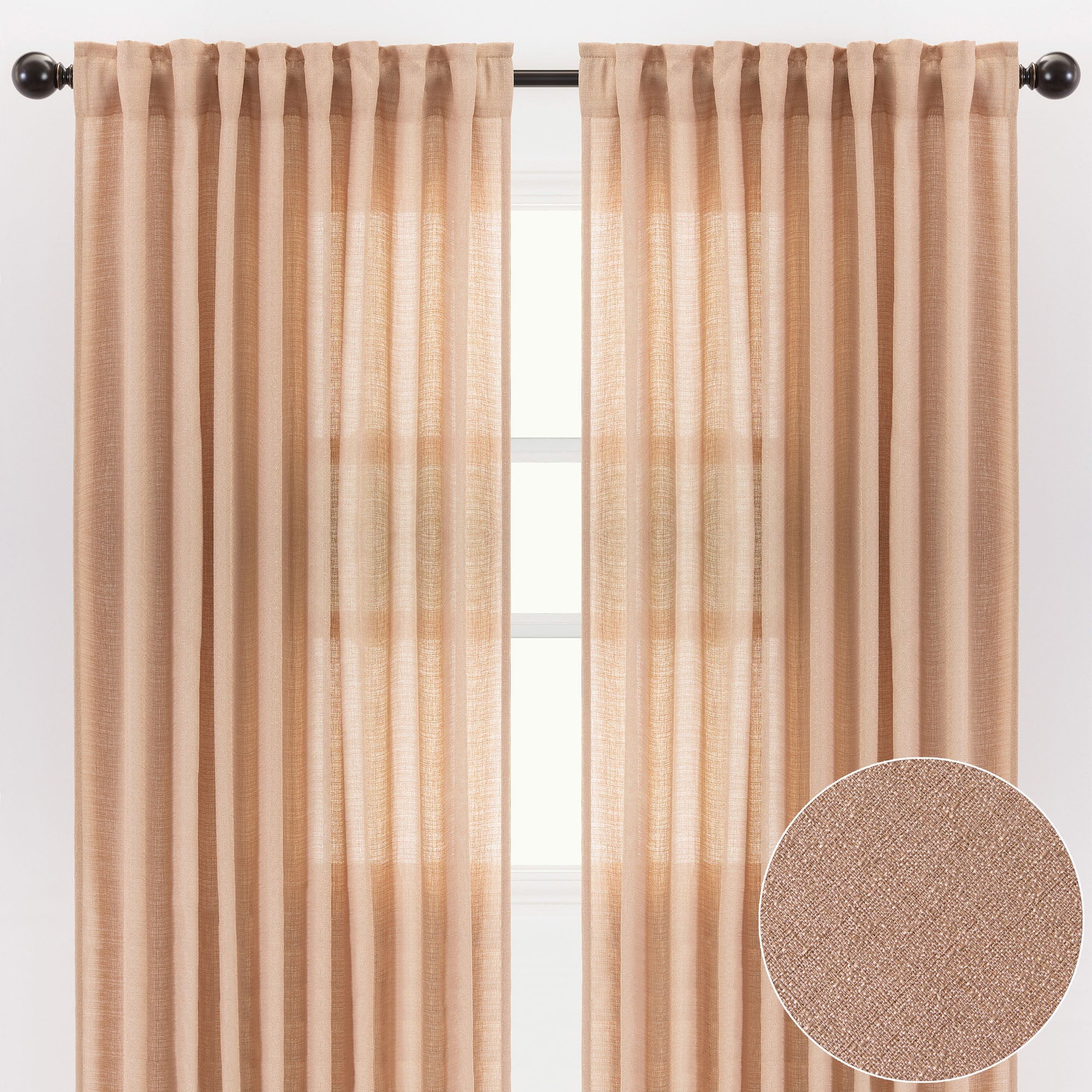 Faux Belgian Flax Solid Curtains-Tolkye