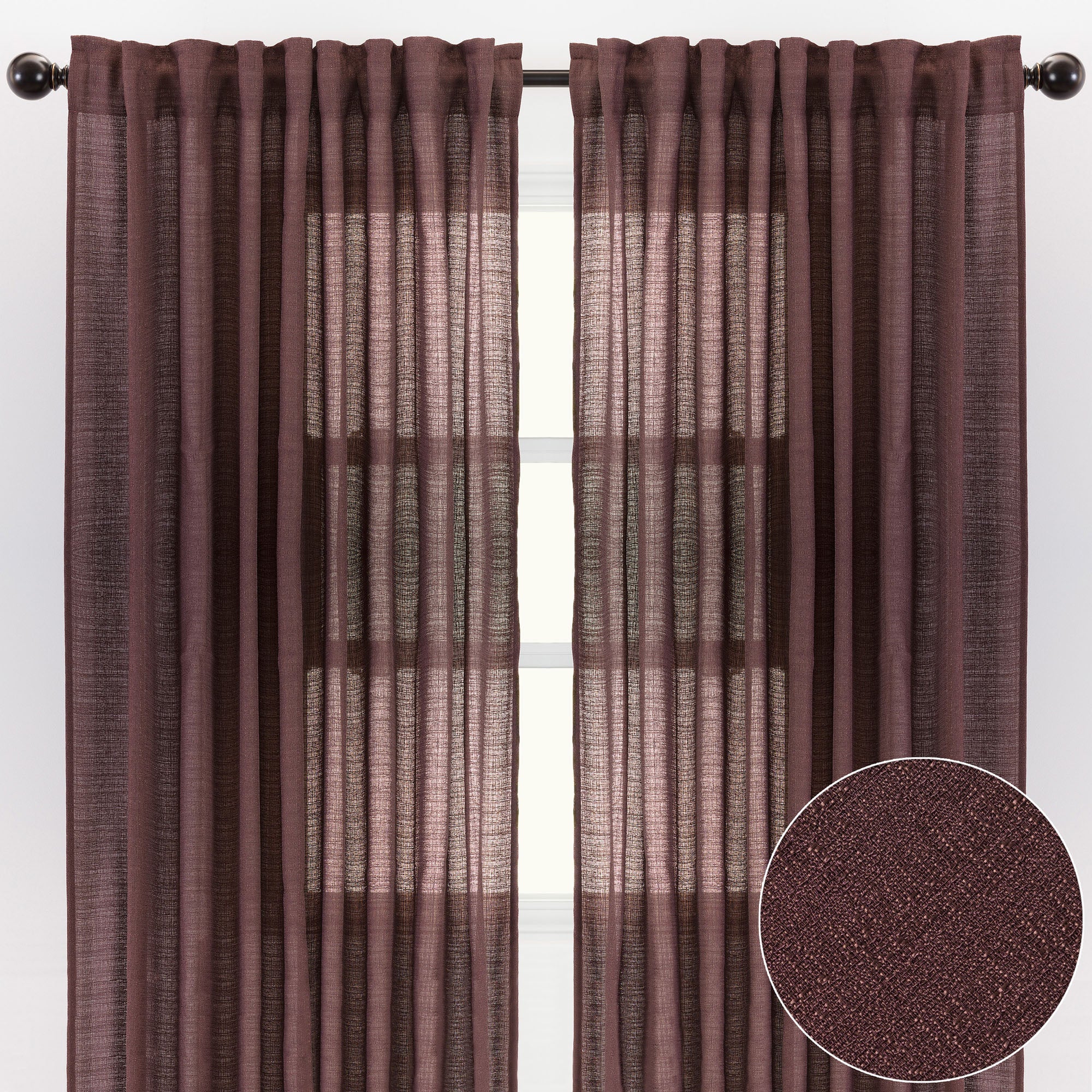 Faux Belgian Flax Solid Curtains-Tolkye