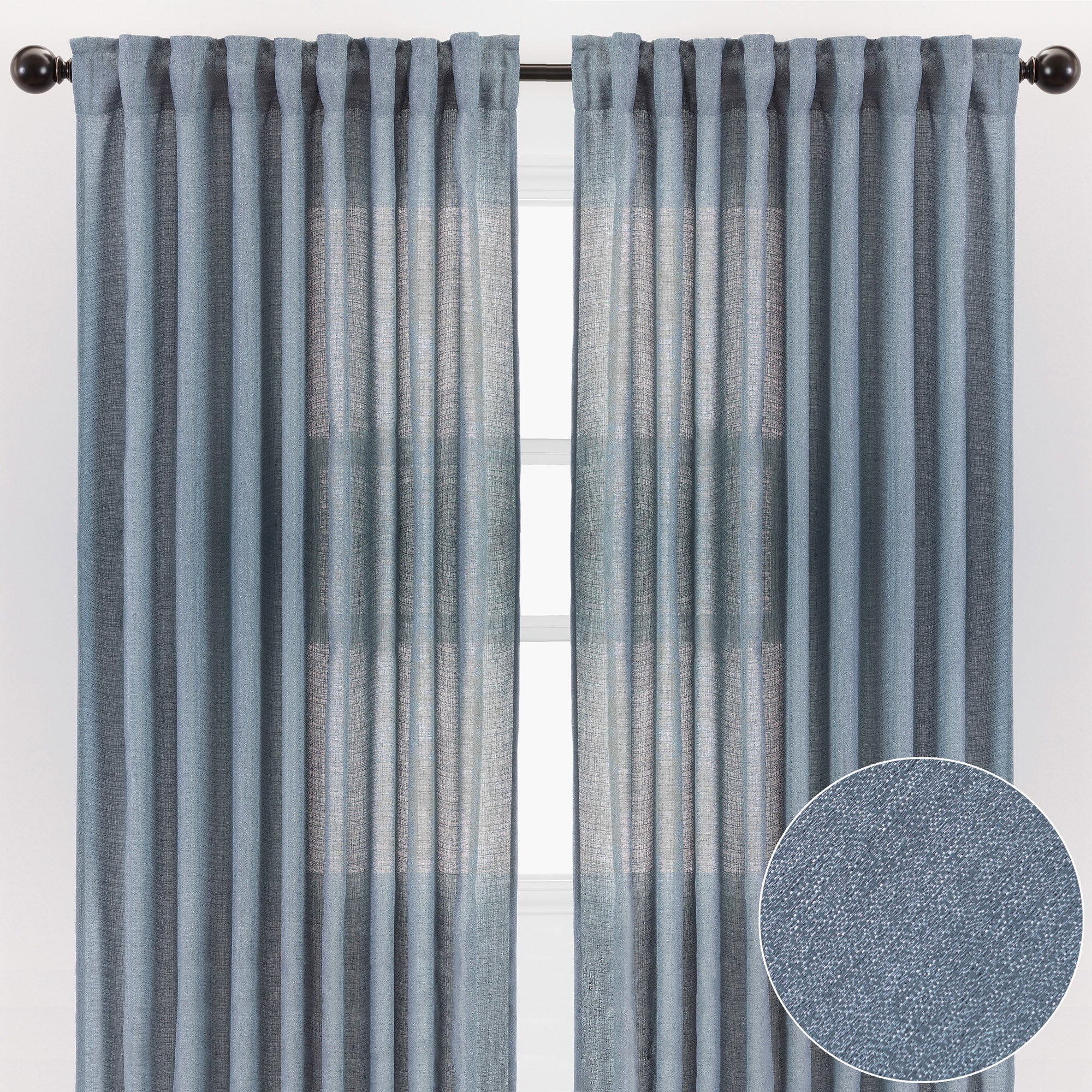 Faux Belgian Flax Solid Curtains-Tolkye
