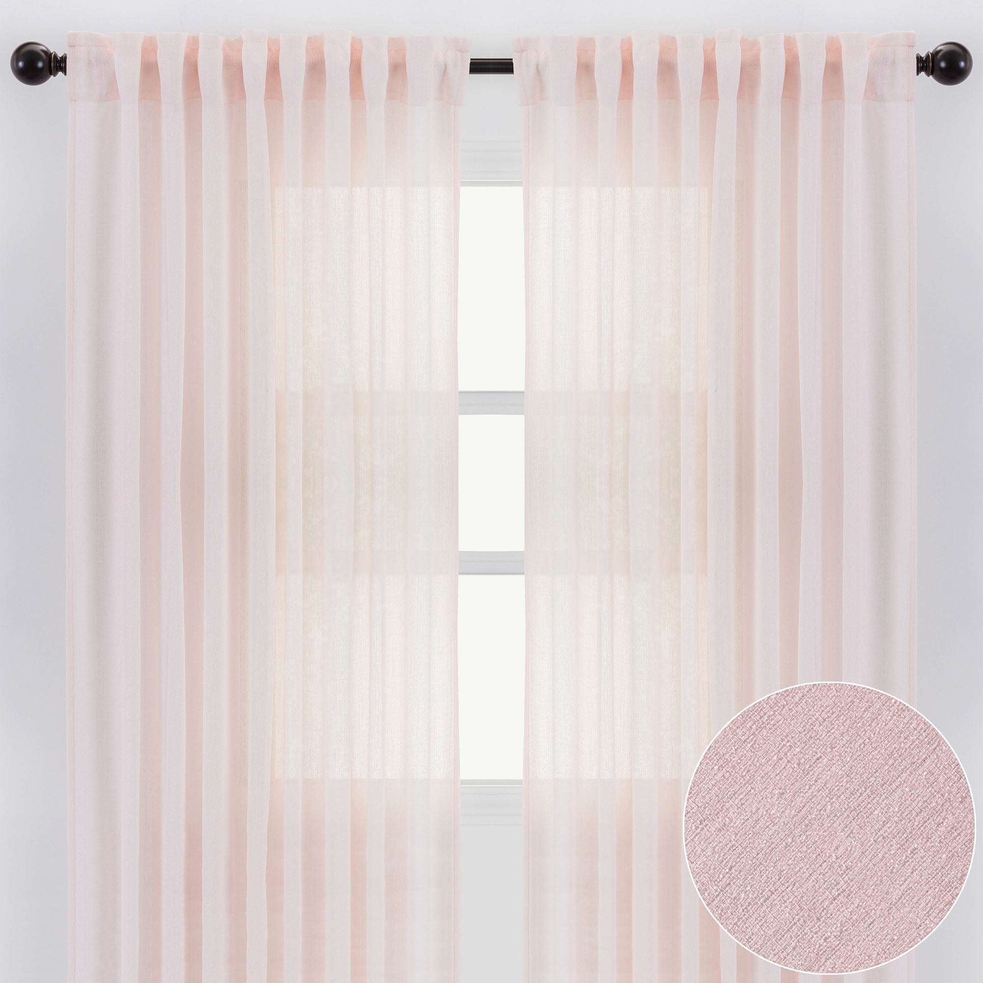 Faux Belgian Flax Solid Curtains-Tolkye