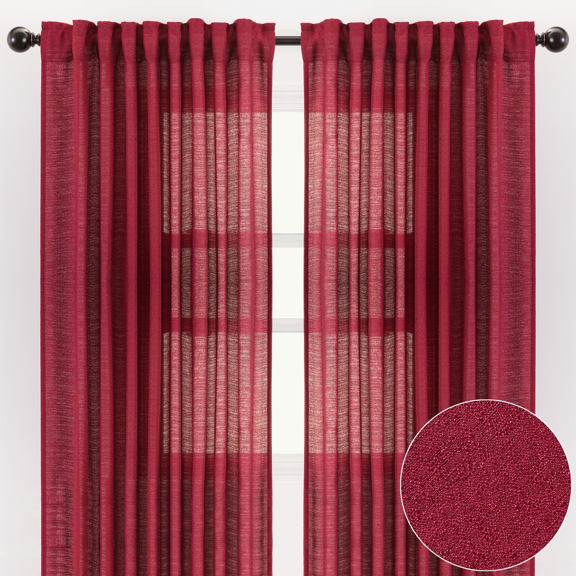 Faux Belgian Flax Solid Curtains-Tolkye