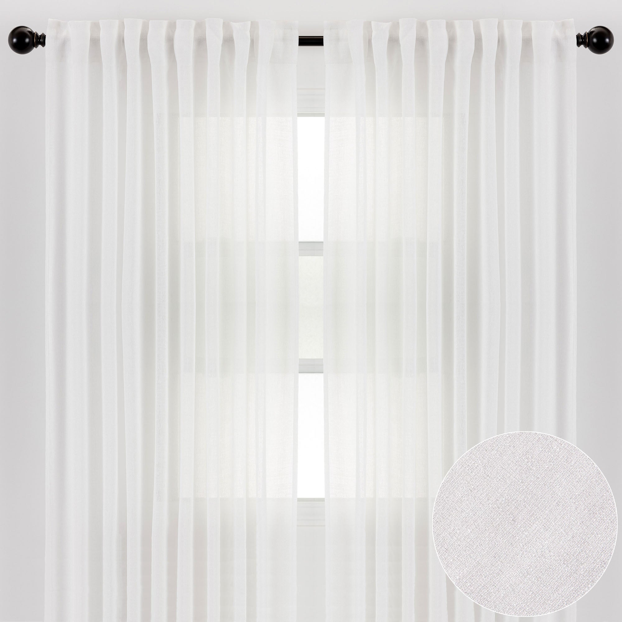 Faux Belgian Flax Solid Curtains-Tolkye