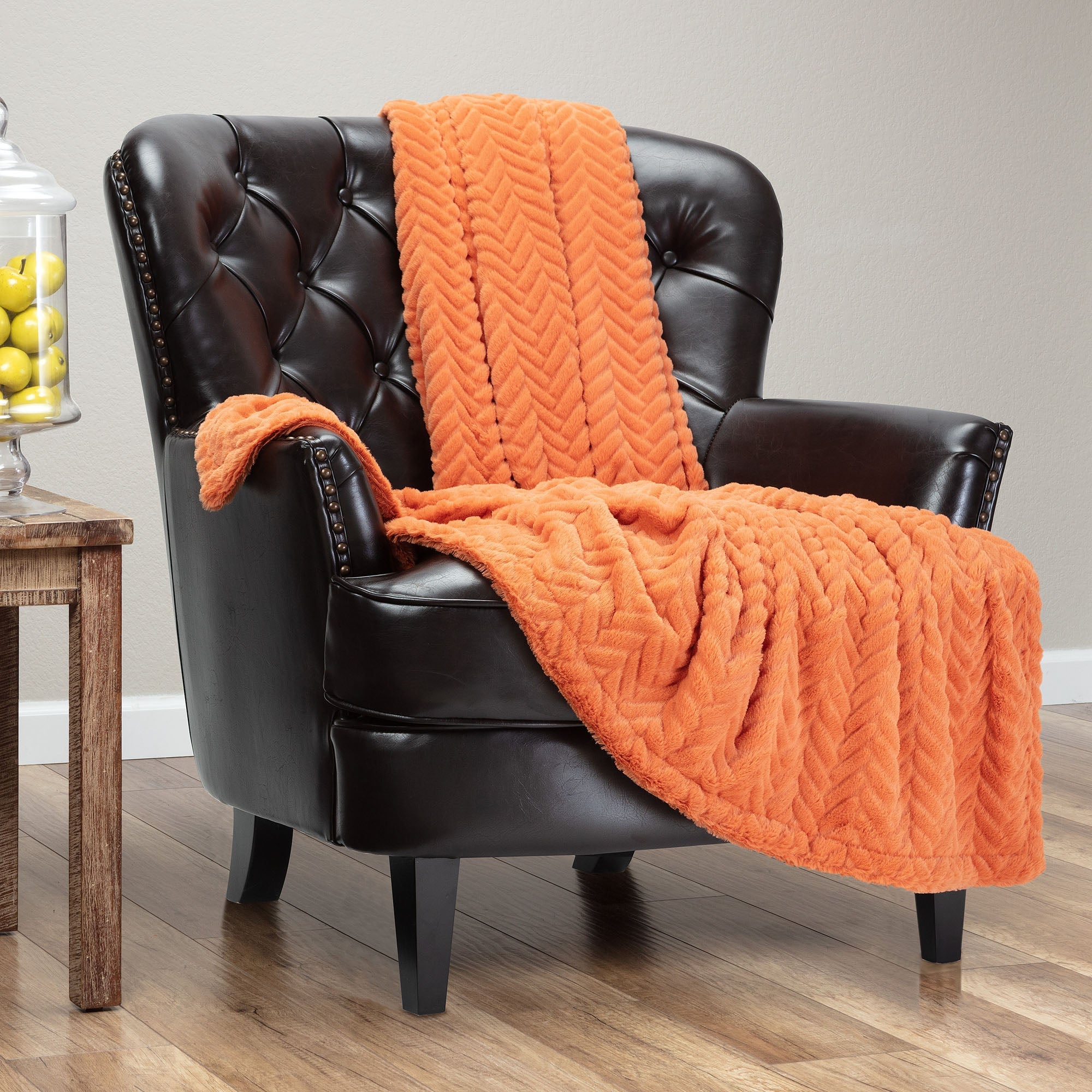 Embossed Faux Fur Throw Blanket-Tolkye