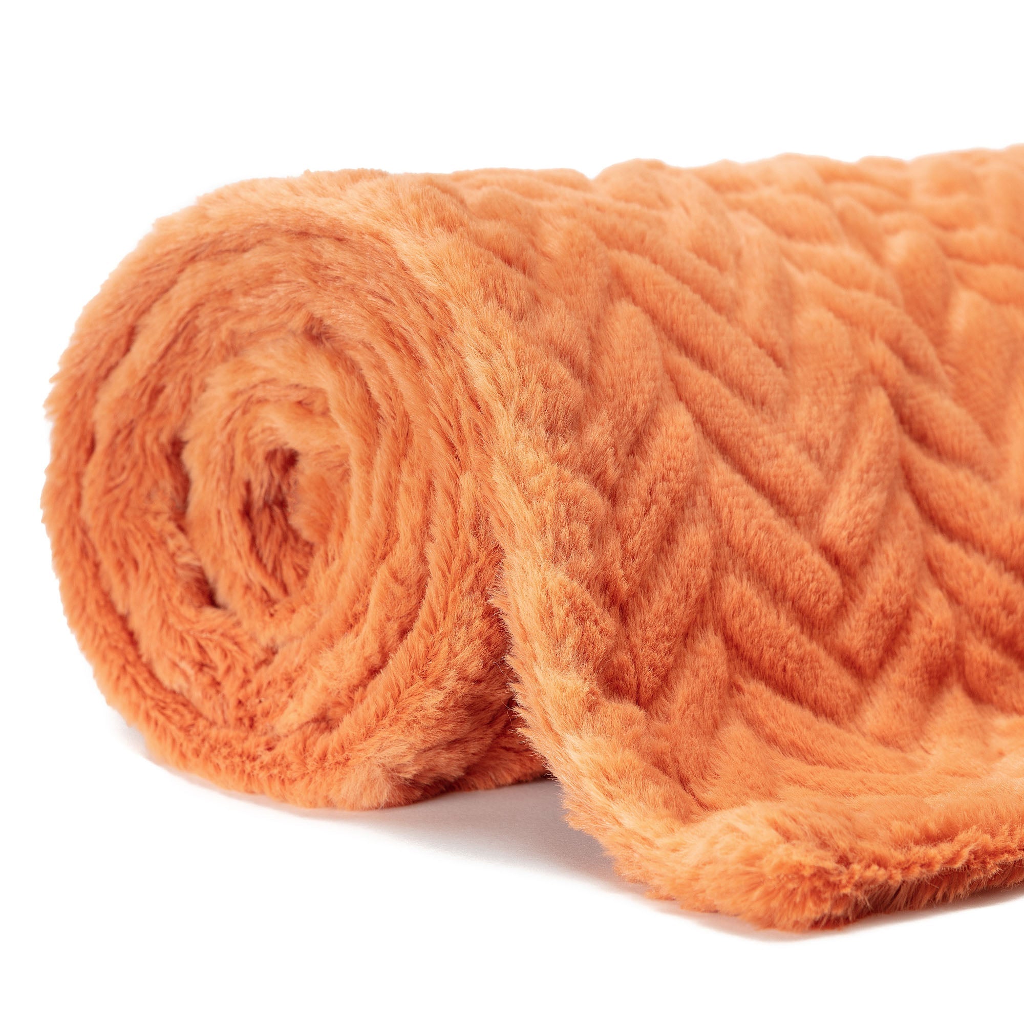 Embossed Faux Fur Throw Blanket-Tolkye