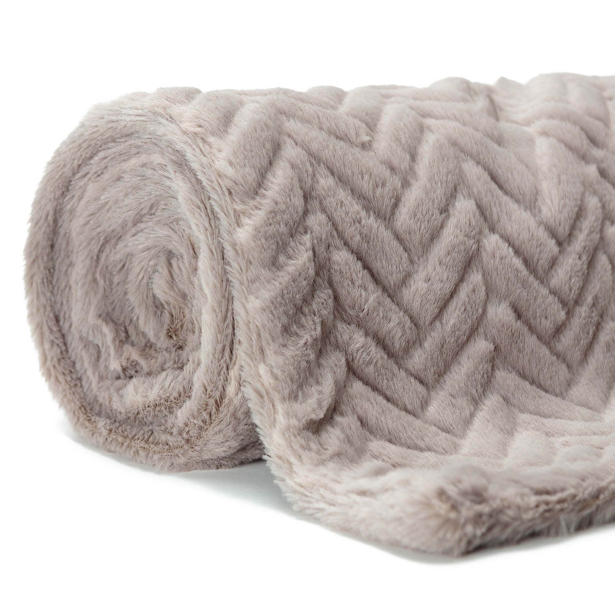 Embossed Faux Fur Throw Blanket-Tolkye