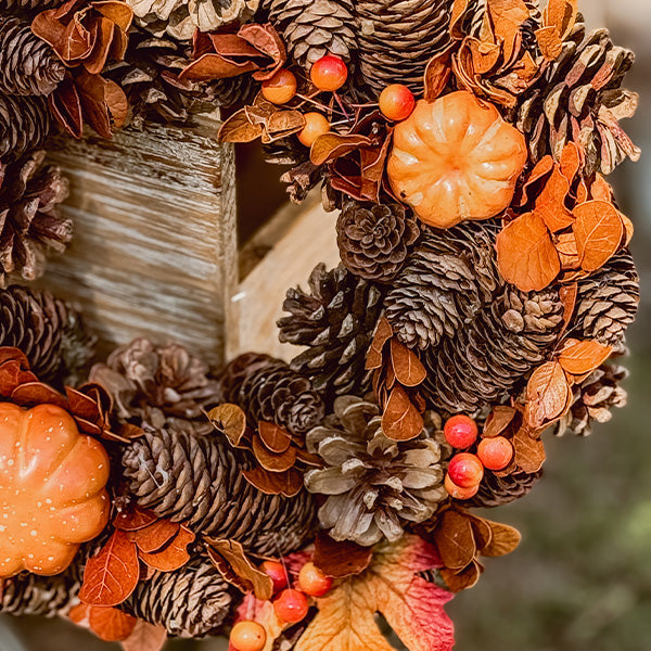 13 Inch Foliage and Pinecone Fall Wreath