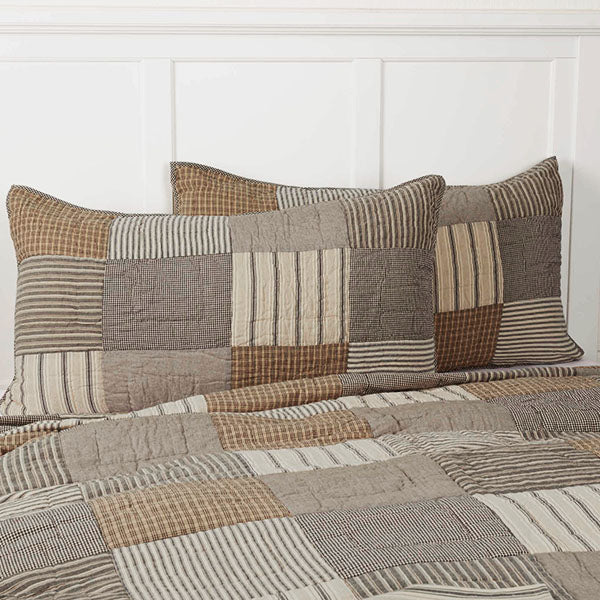 Handmade Reversible Feedsack Patchwork Quilt with 2 Shams, Pick Your Size