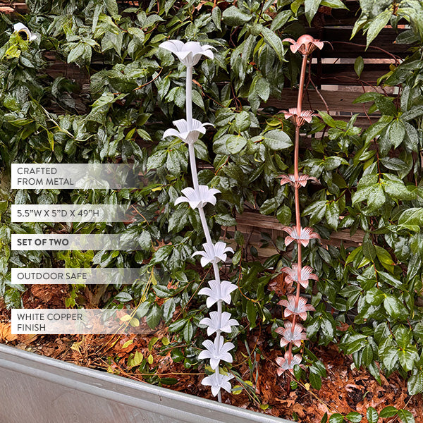 49 Inch Flower Metal Yard Stakes,  Set of 2