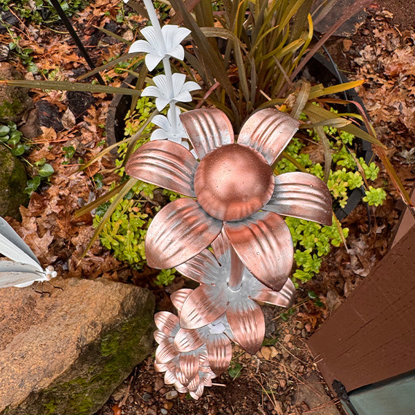 49 Inch Flower Metal Yard Stakes,  Set of 2