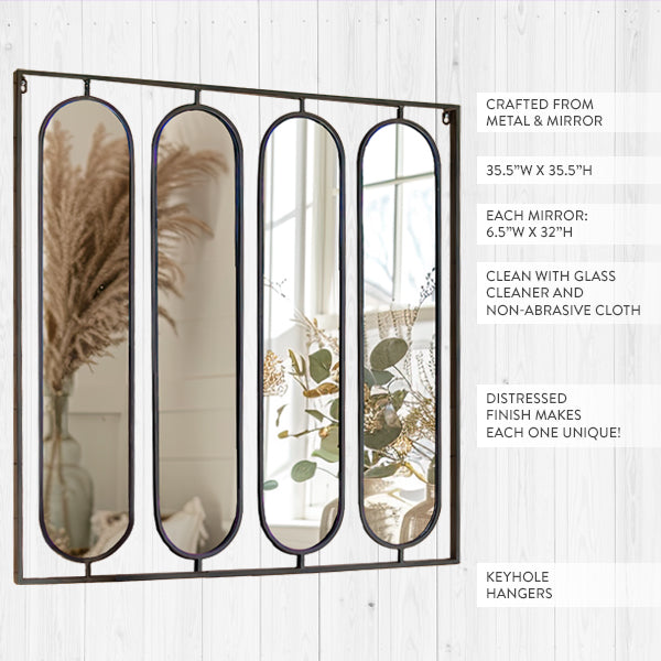 Mid-Century Modern Elongated Framed Mirror