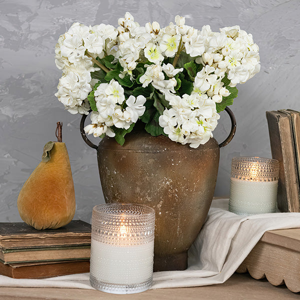 Lifelike White Geranium Bush, Set of 3 Stems