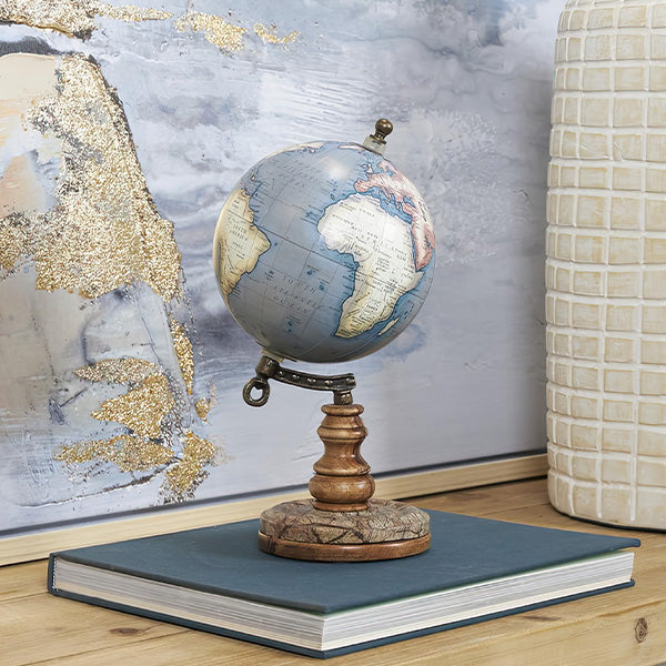 World Globe on Distressed Wood Stand