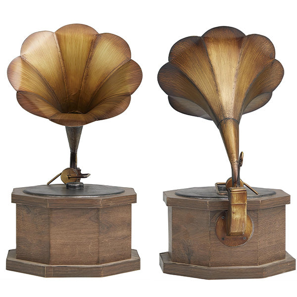 Wood and Copper Finish Decorative Gramophone