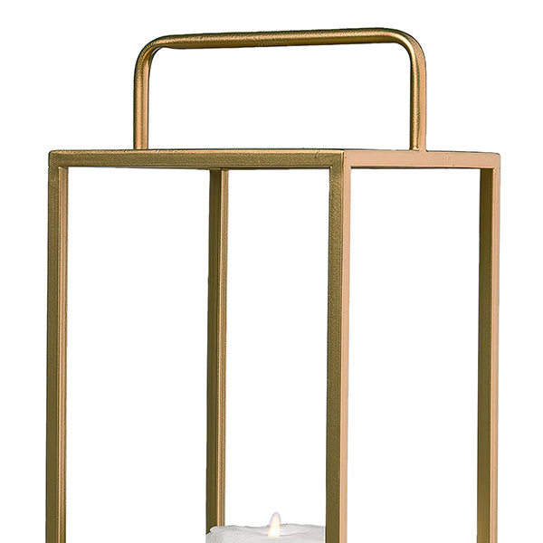 Geometric Metal and Wooden Lanterns, Set of 2