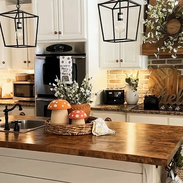 Clay Whimsical Mushroom Canisters, Set of 2