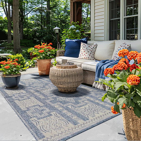 Geometric Indoor/Outdoor Rug, Pick Your Size