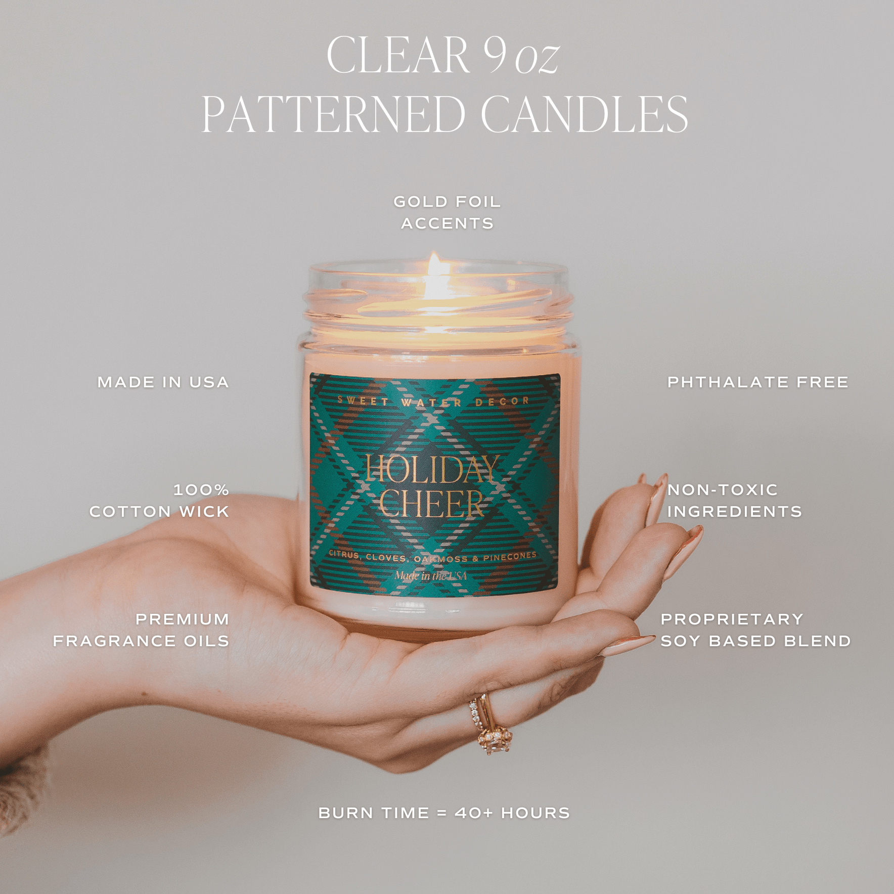 Merry Christmas Soy Candle | 9oz. Clear Jar