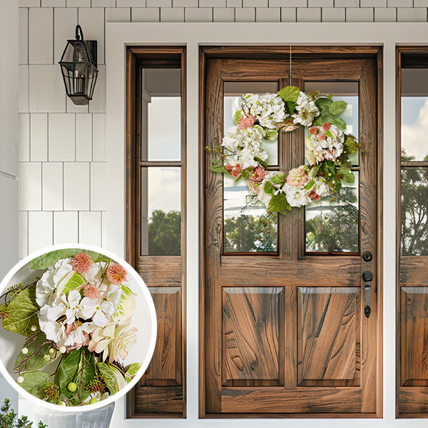 28 Inch Hydrangea and Magnolia Faux Wreath