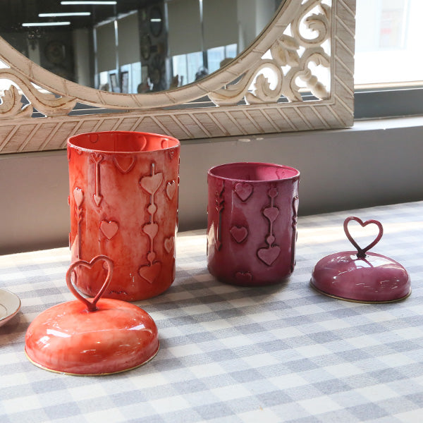 Food Safe Heart Metal Containers, Set of Two