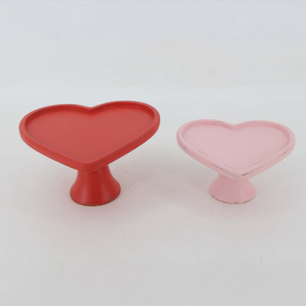 Tabletop Heart Shaped Wood Stands, Set of Two