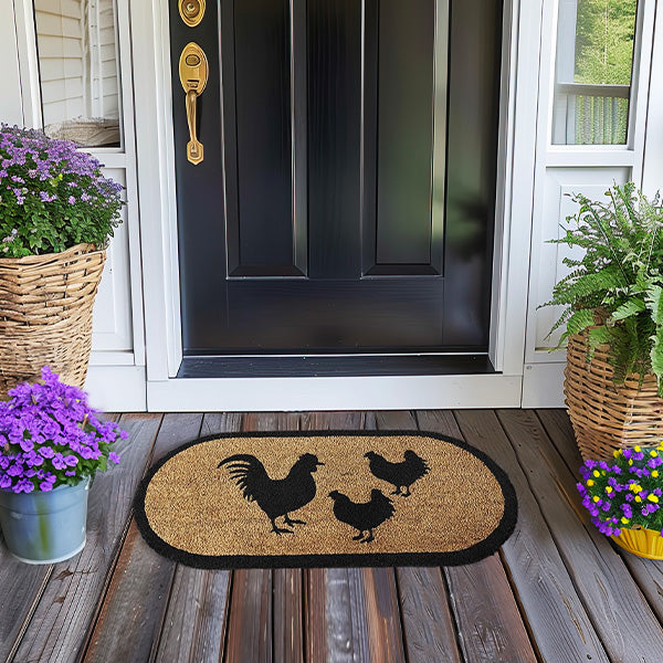 Down Home Rooster & Hens Coir Rug