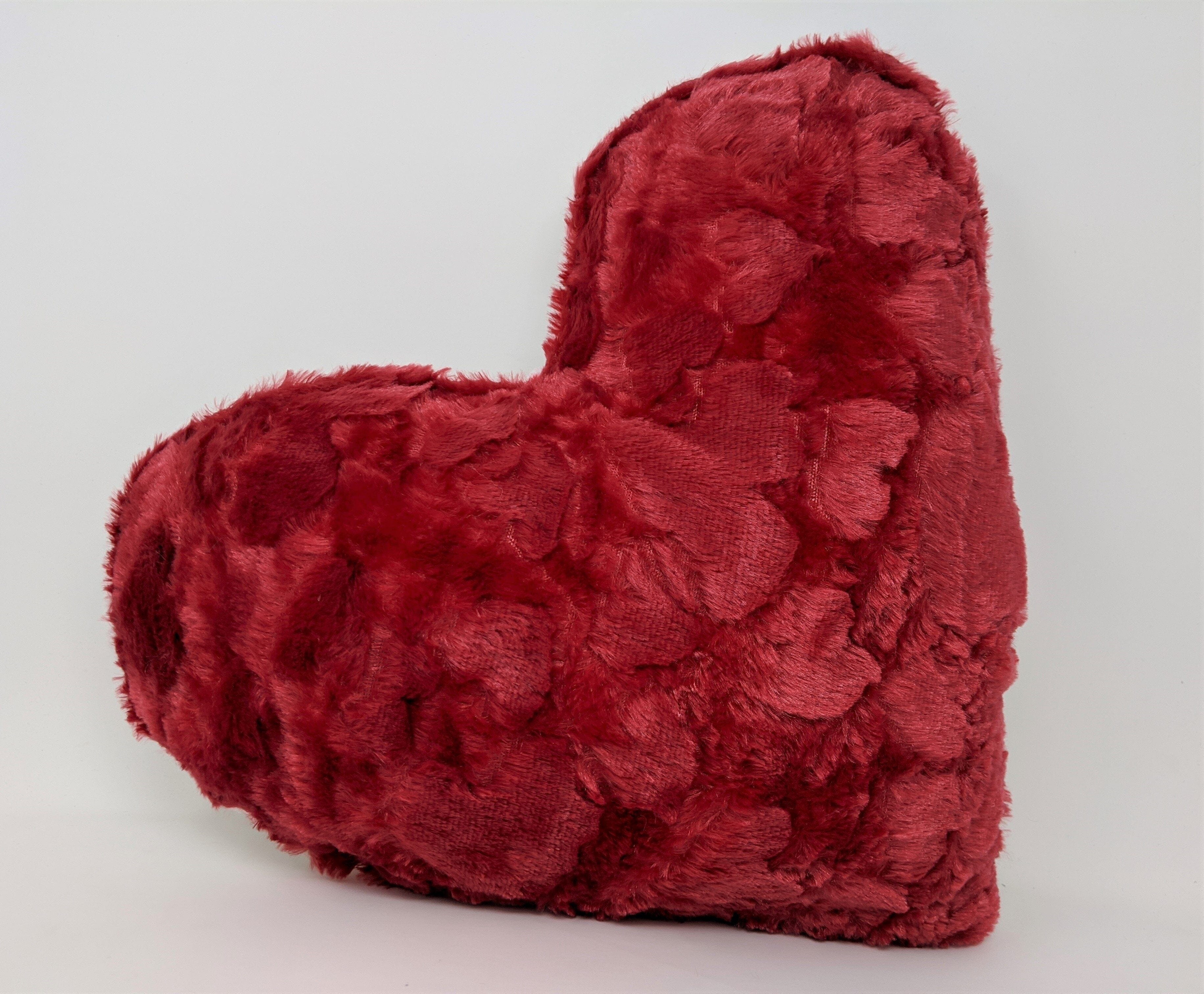 Hand-Made Luxury Romantic Valentine Heart Shaped Red Throw Pillow - 16” x 14”