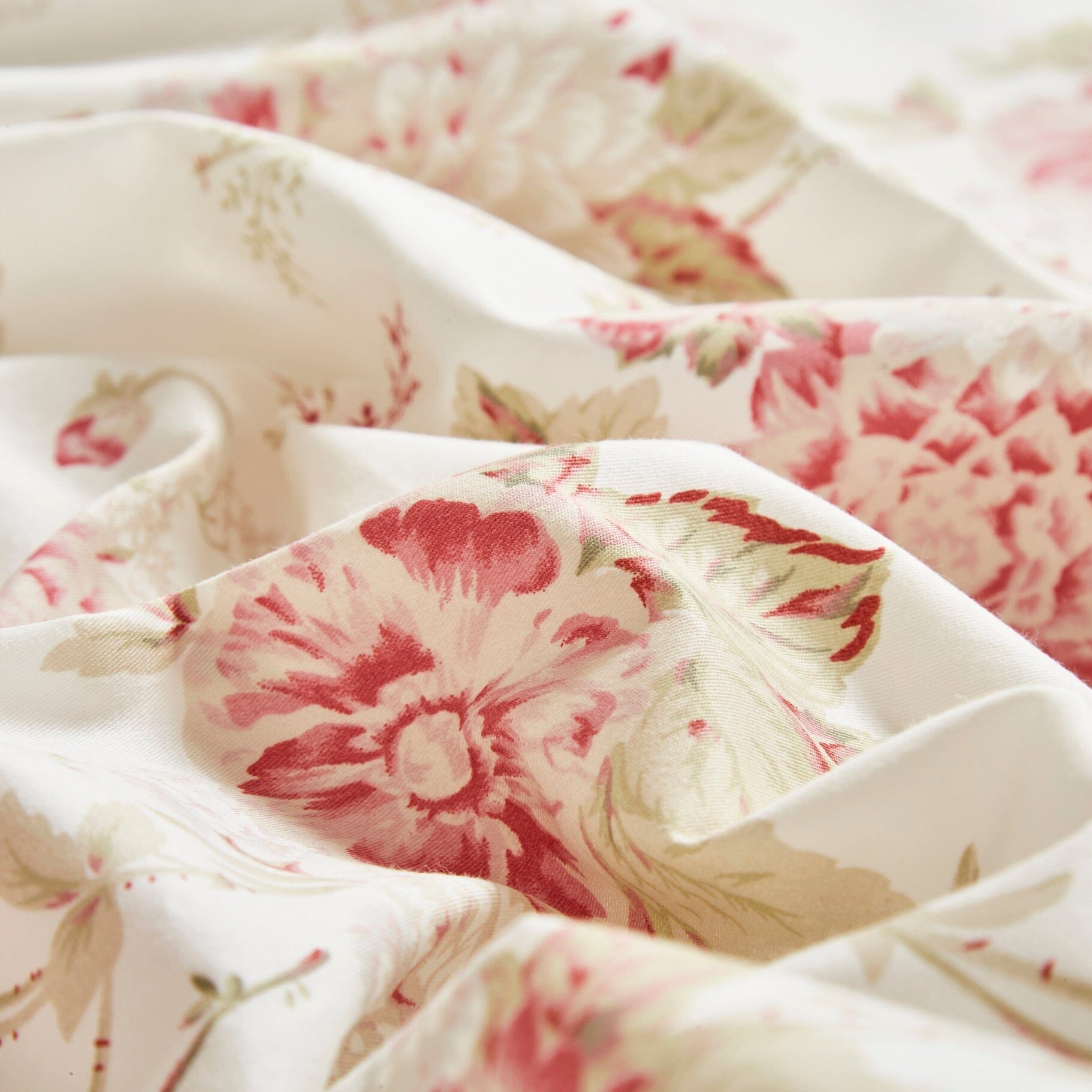 Hint of Mint Dainty Cottage Floral Roses Cotton Flat Sheet Only w/ Pillow Case