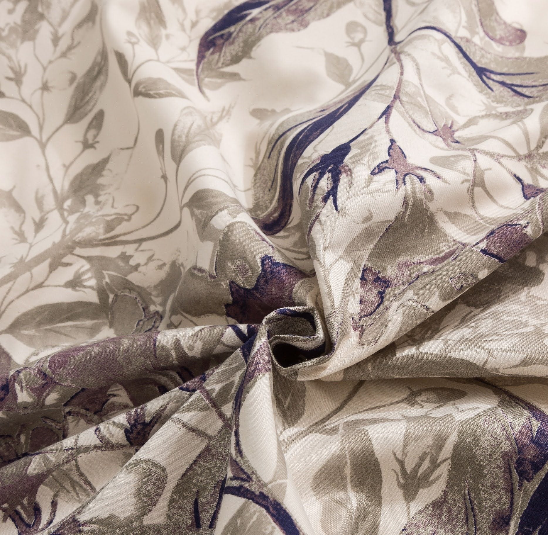 Microfiber Abstract Wispy Leaf Taupe Grey Duvet Cover