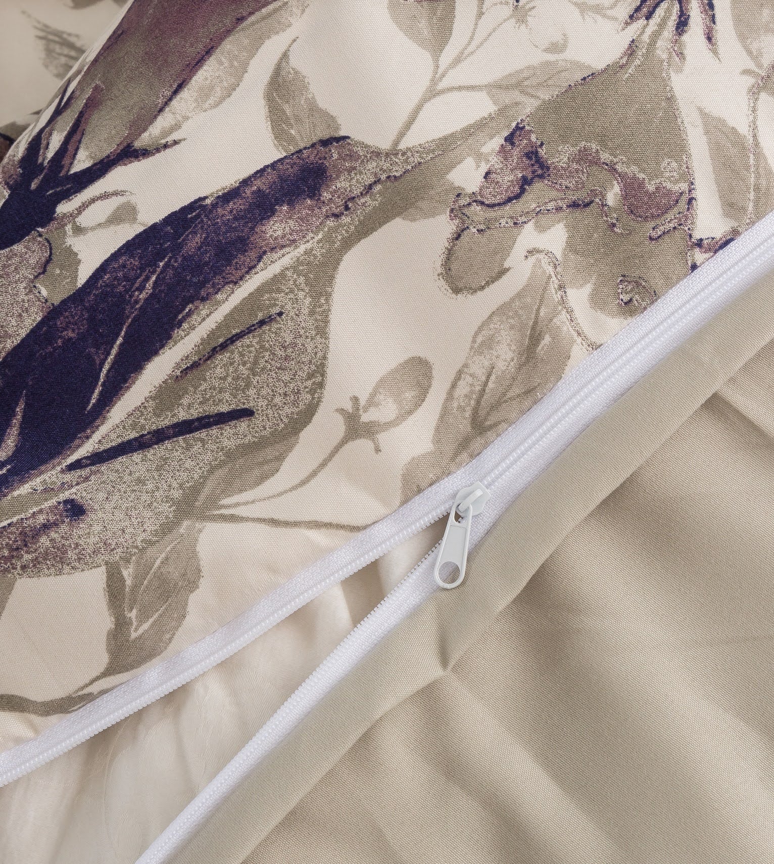 Microfiber Abstract Wispy Leaf Taupe Grey Duvet Cover