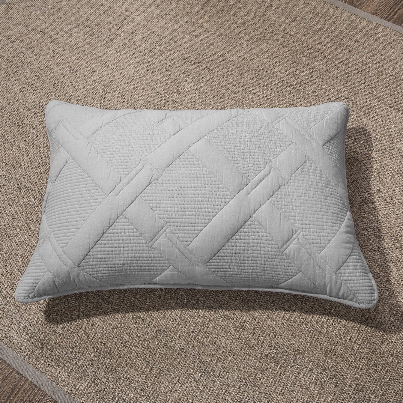 Cotton Light Grey Silver Soothing Pastel Diamond Pillow Sham