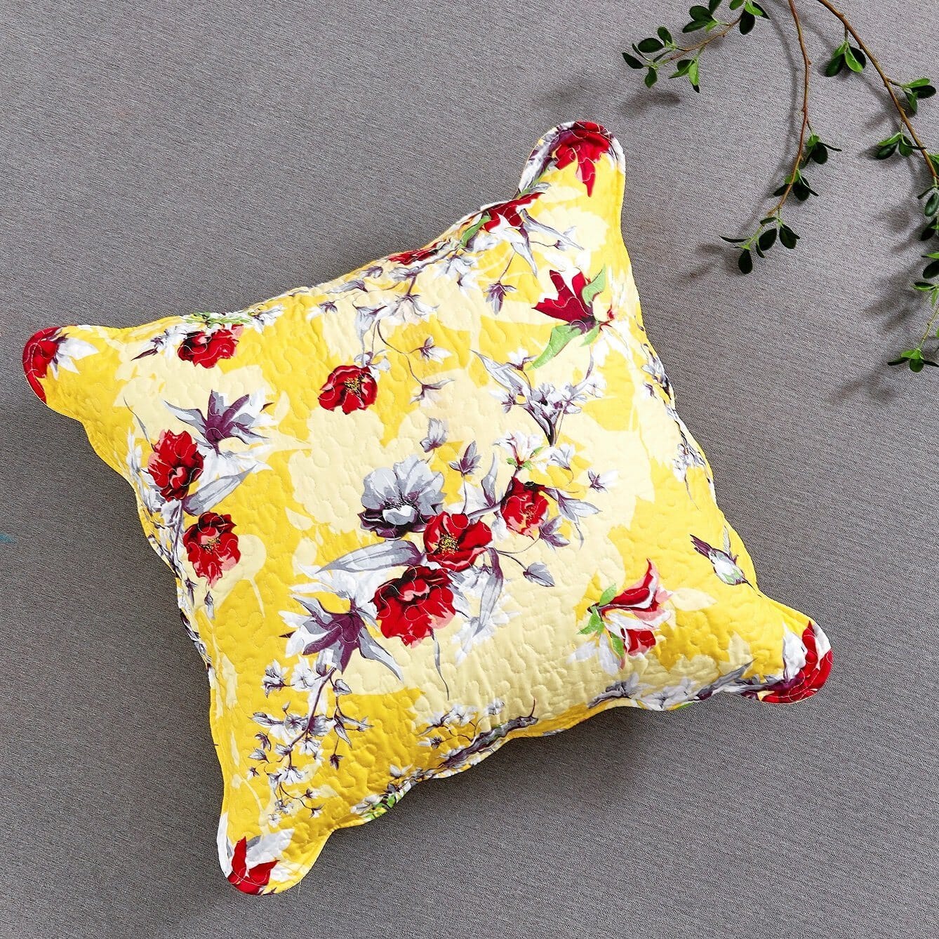 Bedding Bed in a Bag Bundle Set - Radiant Sunshine Yellow Hummingbirds Floral Bedding Set
