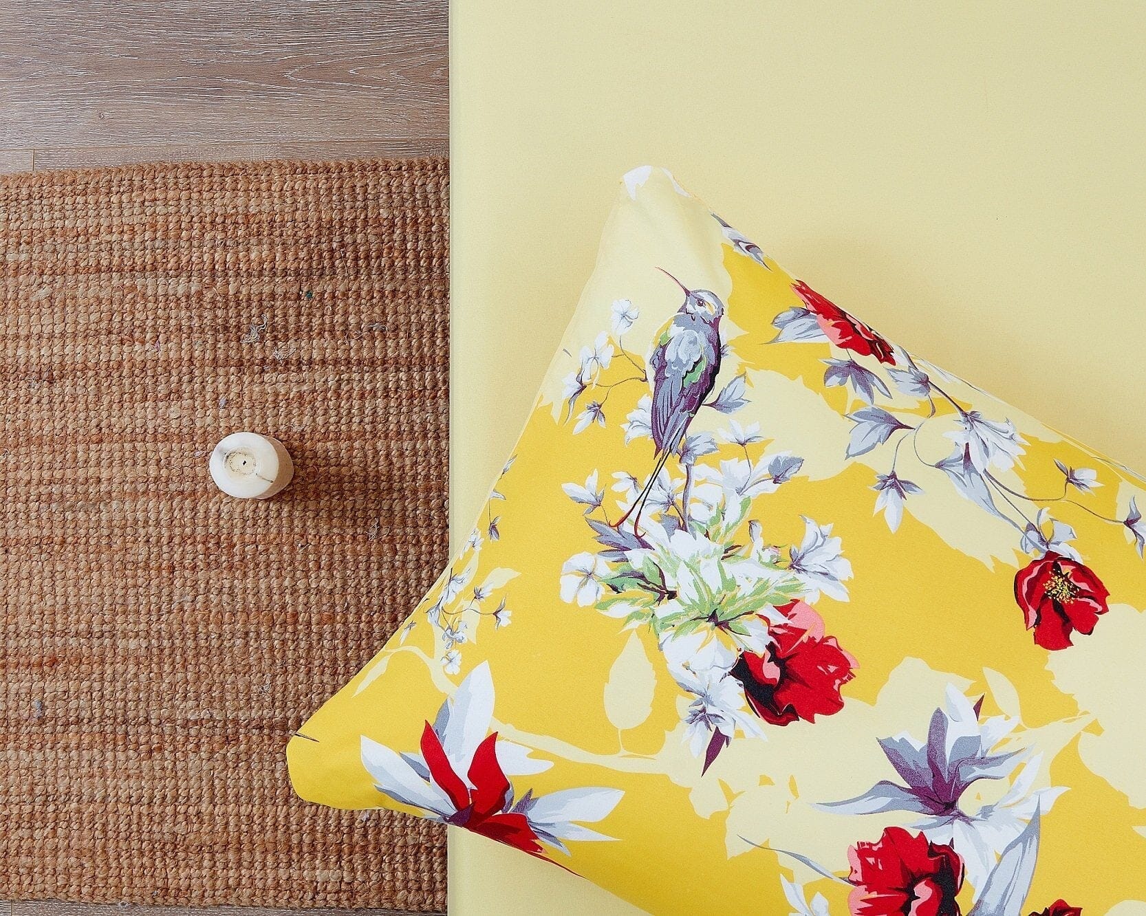 Sunshine Yellow Hummingbirds Floral Fitted & Flat Bed Sheets Set
