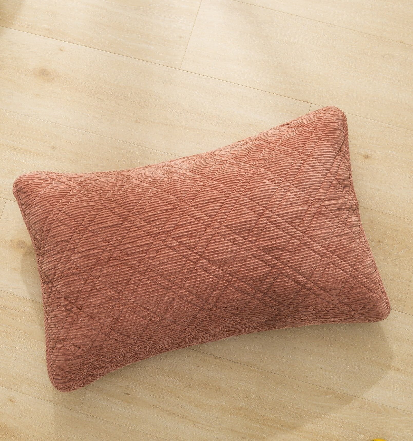 Terracotta Coral Brick Orange Soft Velour Corduroy Bedspread Set
