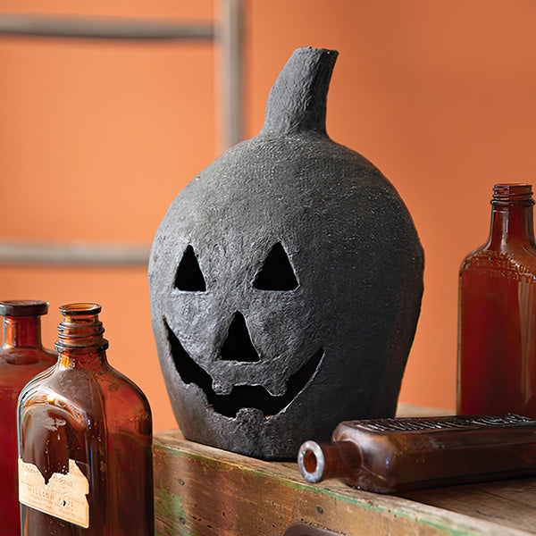 Paper Mache Jack-o-lanterns, Set of Two