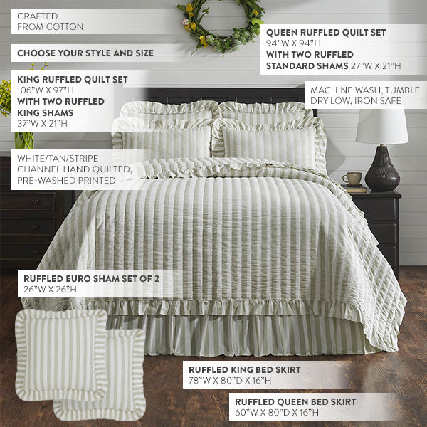 Farmhouse Striped Ruffle Bedding, Choose Your Style
