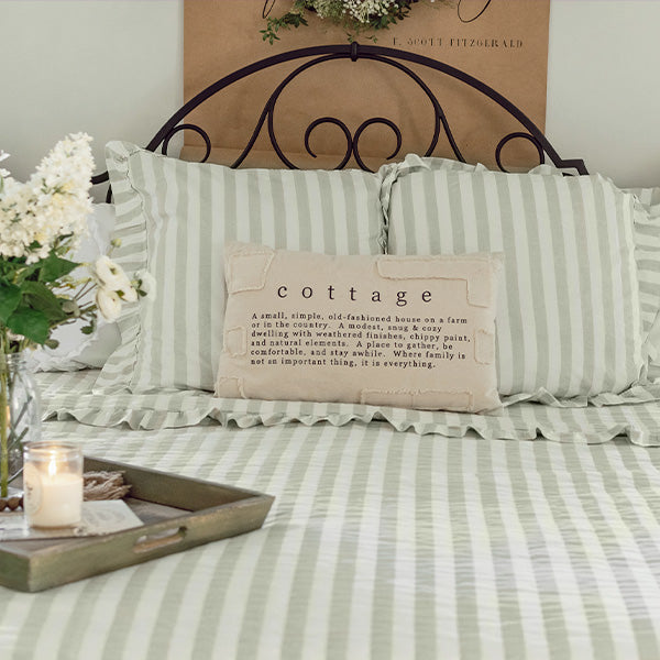 Farmhouse Striped Ruffle Bedding, Choose Your Style