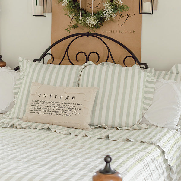 Farmhouse Striped Ruffle Bedding, Choose Your Style