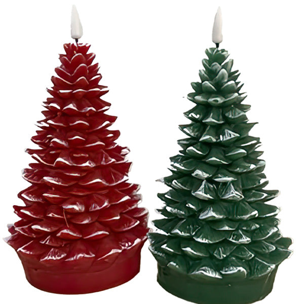 Pinecone Tree LED Candles, Set of 2