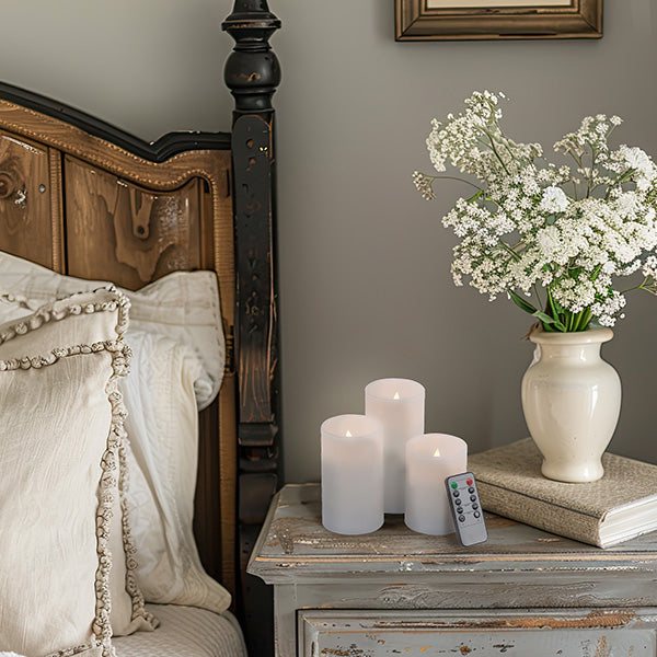 Flickering Flameless Candles with Remote, Set of 3 | Choose Your Color