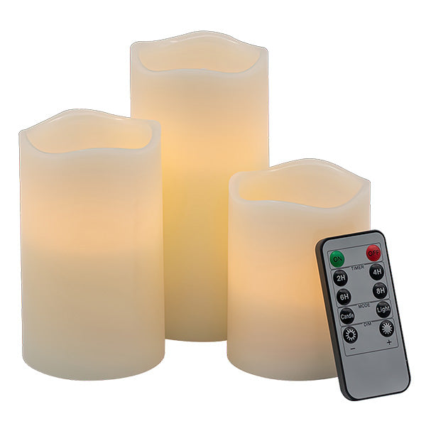 Flickering Flameless Candles with Remote, Set of 3 | Choose Your Color